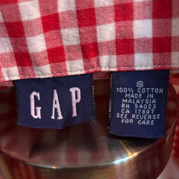 Vintage Red Gingham GAP Snap-Front Sleeveless 100% Cotton Shirt Size Small - Picture 5 of 5